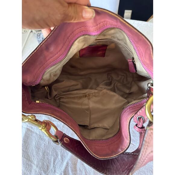 Coach Signature Canvas & Leather Shoulder Bag Brown Pink - Picture 3 of 9